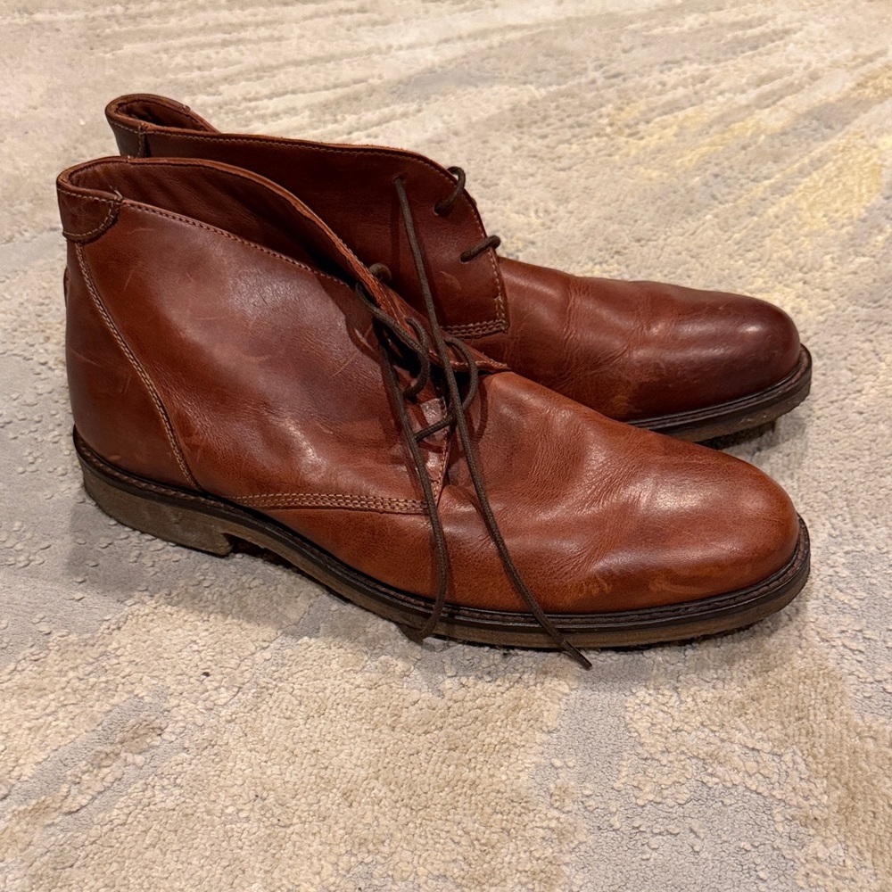 Johnston & Murphy Sheepskin Men's Copeland Chukka Leather Boots Sz 11 M Brown